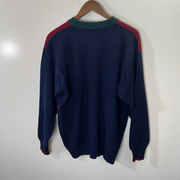 Men's Scottish Wool Argyle Sweater Size M Multicolor Academia Preppy Grandpacore - Picture 2 of 7